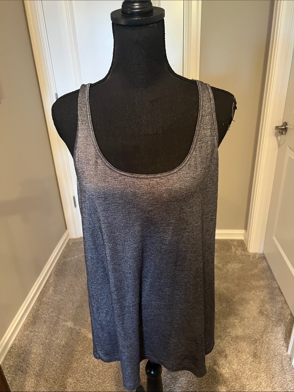 Old Navy Heather Charcoal Shimmery Scoop Neck Tank